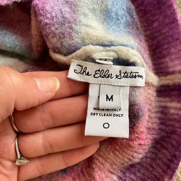 The Elder Statesman Women’s Cashmere Striped Sweater Colorful Pink Purple & Blue - Picture 5 of 6